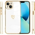 thumbnail image 4 of Compatible iPhone 13 Case Heart Design Plating White Cover Shockproof Protection Anti-Scratch Soft TPU Wireless Charging Slim Case for iPhone 13 - White, 4 of 10