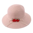 thumbnail image 1 of 56-58 cm circunferencia del sombrero sombrero de paja femenino lindo fresa sombrero de ala grande para el sol sombrero de verano protector solar sombrero de pescador, 1 of 5