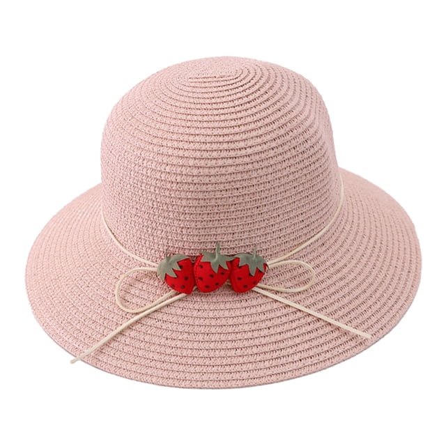 56-58 cm circunferencia del sombrero sombrero de paja femenino lindo fresa sombrero de ala grande para el sol sombrero de verano protector solar sombrero de pescador
