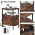 thumbnail image 5 of Set of 2 Narrow End Table with Charging Station Couch Side Table with 2 Drawers Slim Nightstand and Bedside Table for Small Spaces, for Living Room, Bedroom, Rustic Brown, 5 of 7