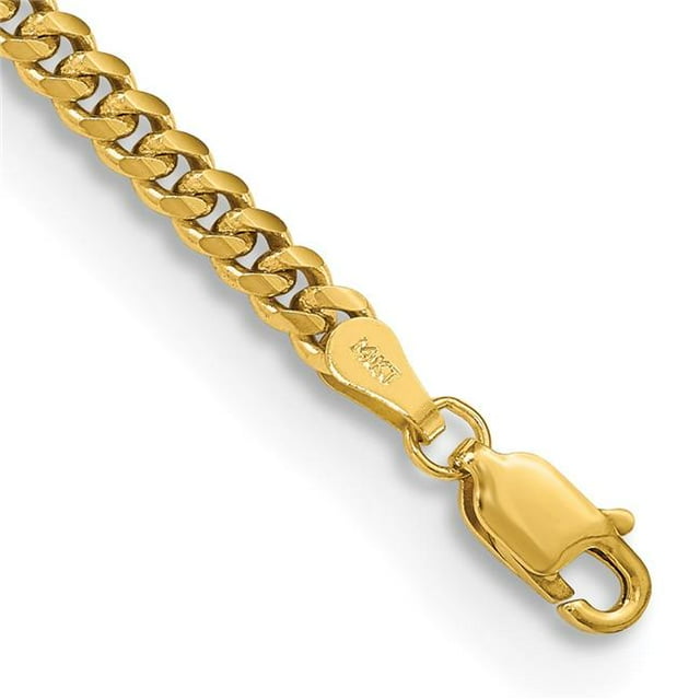 Quality Gold DCU100-7 14K Yellow Gold 3.5 mm Solid Miami Cuban Chain 7 in. Bracelet