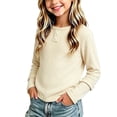 thumbnail image 2 of hotojiny Little Girls Long Sleeve Shirts Comfy Soft Crewneck Plain Kids Tops Boys Fitted Casual Undershirts(Beige,2-3 Years), 2 of 7