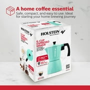 Holstein Housewares 6-Cup Aluminum Espresso Maker-Greca, Mint - Great Tasting Traditional Espresso Coffee in Minutes