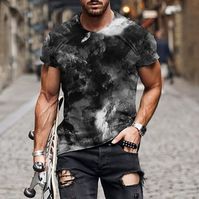 EGNMCR Nouveau T-shirt Décontracté pour Hommes, T-shirt de Sport Imprimé, Manches Courtes, Col Rond