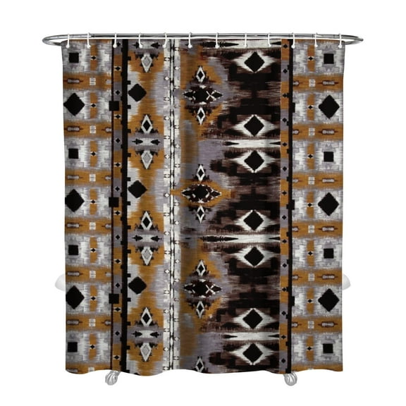 Extra Long Boho Shower Curtain 72x84 Inches - Vintage Floral & Tropical Leaves Pattern, Waterproof Bohemian Bathroom Decor with 12 Hooks, Tribal Rustic Style