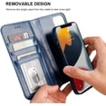thumbnail image 4 of Funda tipo cartera desmontable para iPhone 13 Pro, con bloqueo RFID, ranuras para tarjetas, soporte de piel sintética premium, soporte magnético, correa de muñeca a prueba de golpes, funda protectora, 4 of 8