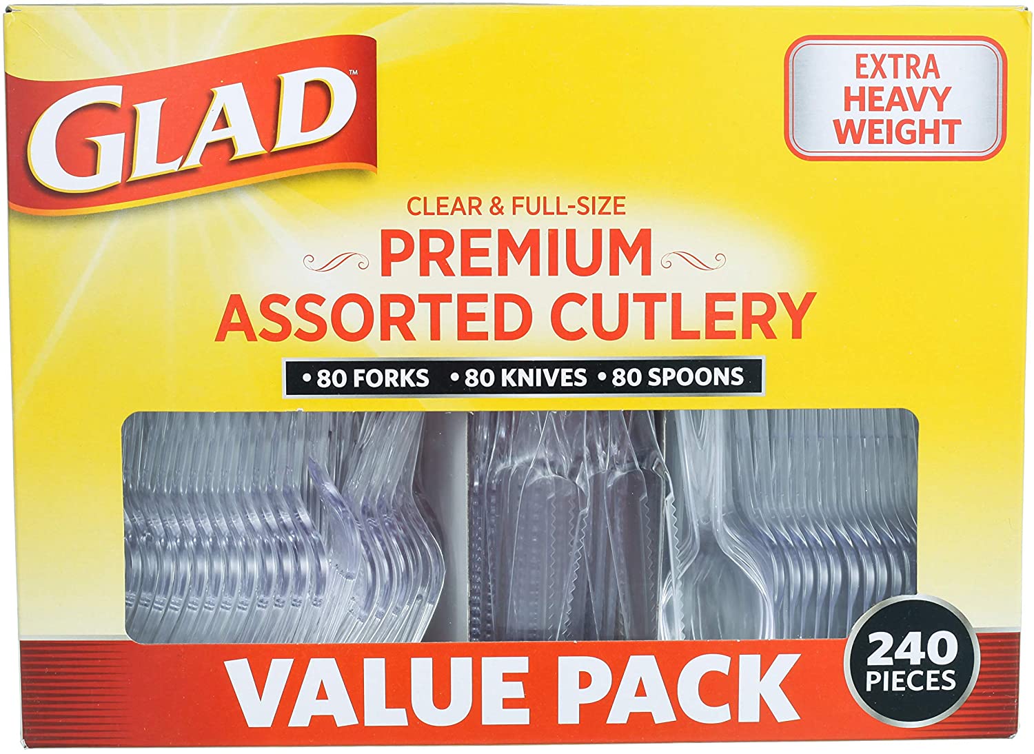 Glad Premium Assorted Clear Cutlery Set, 240 Count photo 4