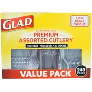 Glad Clear Assorted Premium 240-Piece Disposable Plastic Cutlery Set