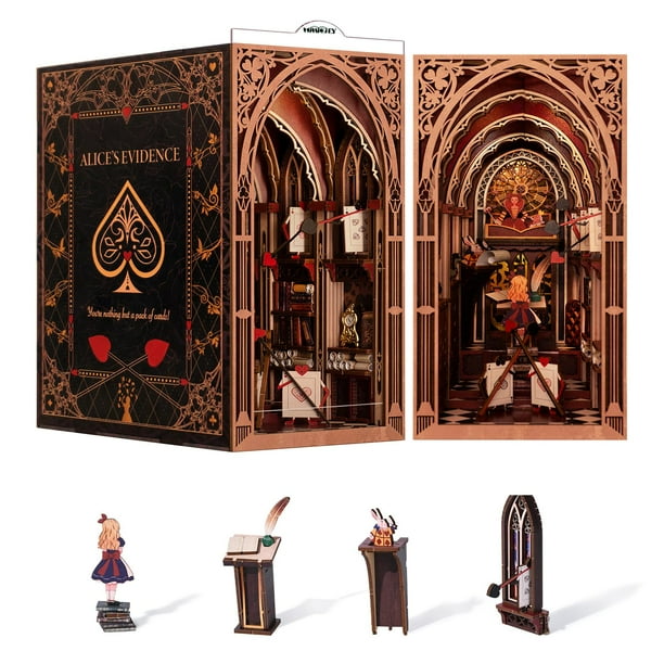 Kit de rincón para libros en miniatura para casa de muñecas MiniCity Alicia en el país de las maravillas