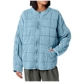 thumbnail image 2 of 2025 Charella Women's Zip up Warm Quilted Quilted Jacketss Winter Stand Collar Outwear Coat with Pockets Light Blue,M, 2 of 6