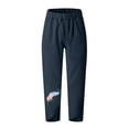 thumbnail image 4 of HUPOM Womens Scrub Pants Joggers Women Capri Pants Carpenter High Waist Rise Full Slim Straight Navy S, 4 of 5
