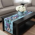 thumbnail image 4 of Spring Purple Flowers Table Runner 36 Inches Long, Floral Mottled Teal Wall Retro Kitchen Coffee Dining Table Decoration for Home Party Birthday Wedding Home Decor 13x36 Inches, 4 of 8