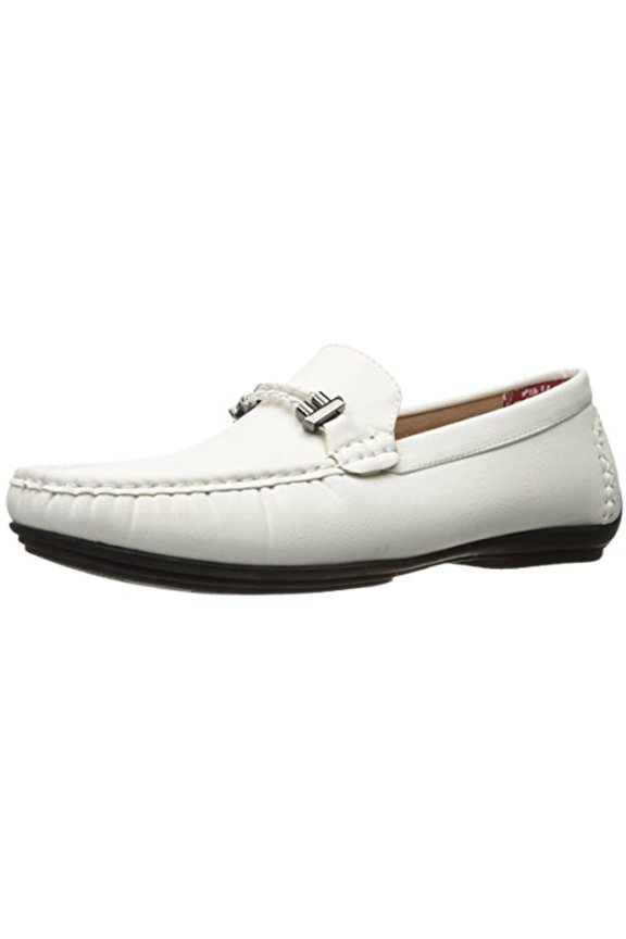 Men's Percy-Braided Strap Driving Moc Oxford, White, 9.5 M US
