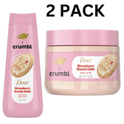 Dove x Crumbl Strawberry Crumb Cake Collection Body Wash, 20 oz & Moisturizing Body Scrub, 15oz
