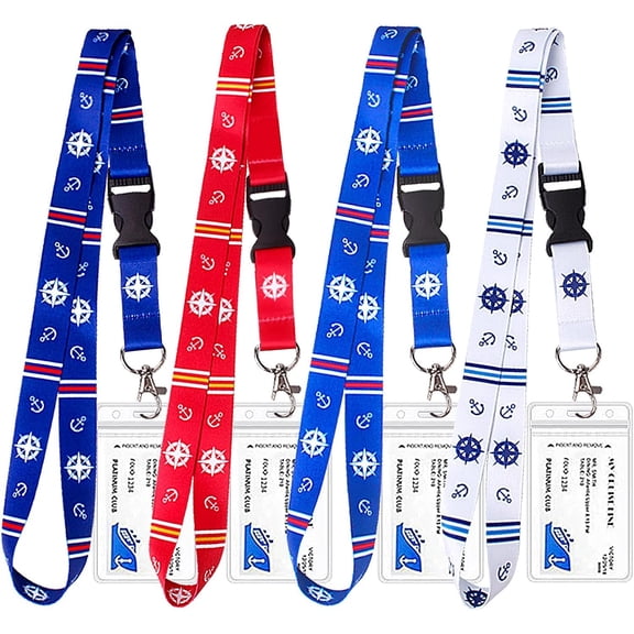 Cruise Lanyard for Ship Cards, 4 Pack Cruise Lanyard with Detachable Buckle & ID Badge Holder for Cruises Ships Key Cards, Cruise Essentials 2025 & Have Accessories