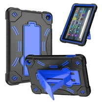 Epicgadget Amazon All-new Fire 7 / Fire 7 Kids Case (12th Generation, 2022) with Screen Protector - Heavy Duty Shockproof Kickstand Cover For Fire 7 Tablet 7" display (2022 release) (Black/Blue)