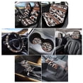 thumbnail image 2 of Renewold Car Seat Cover Full Set 11 Pack, with Steering Wheel Gear Shift Knob Handbrake Headrest Protector Coasters Auto Accessories Decor Universal Fit, American Tribal Cow Print Black Brown, 2 of 7