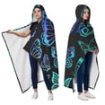 thumbnail image 2 of Wearable Blanket,Blue Green Butterfly Pattern Hooded Wearable Flannel Blanket for Adults & Teens with Buckle,Winter Poncho Shawl Wrap Cape,50"x60", 2 of 5
