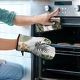 thumbnail image 2 of Green Boho Plant Pattern Kitchen Oven Mitt and Pot Holder Sets 2 Pcs for Baking, Cooking and Grilling, Heat Resistant Up To 392 °F, 2 of 7