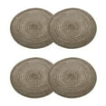 thumbnail image 1 of Uxcell 4 piezas de manteles trenzados redondos de 12" - Manteles redondos antideslizantes para mesas de comedor, lavables, con aislamiento térmico, manteles tejidos, marrón, 1 of 7