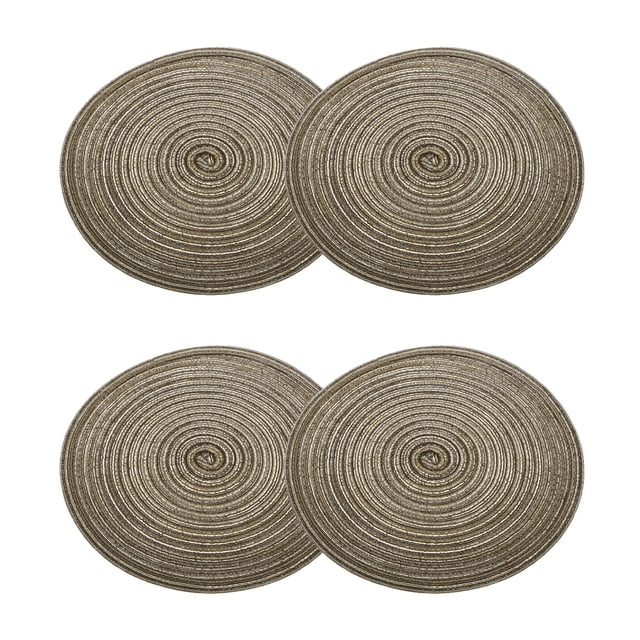 Uxcell 4 piezas de manteles trenzados redondos de 12" - Manteles redondos antideslizantes para mesas de comedor, lavables, con aislamiento térmico, manteles tejidos, marrón