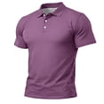 thumbnail image 6 of Men’s Hawaiian Polo Shirts Summer Golf Beach Short Sleeve Solid T-Shirts Quick Dry Lightweight Regular Fit Collared Shirt Purple 2XL, 6 of 6