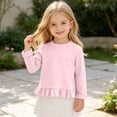 thumbnail image 5 of Yeaiivve Baby Toddler Girls Cute Tops Long Sleeve Ruffle Hem Blouse for Kids Cotton Blend Soft Crewneck Basic Tees Little Girl Solid Color Casual T-Shirts Fall Clothes Pink 5 Years, 5 of 8