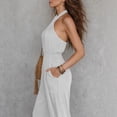 thumbnail image 6 of Aimik Womens Backless Jumpsuits Sleeveless Halter Ruched Waist Wide Leg Jumpsuits Summer Vacation Trendy One Piece Jumpsuit for Women, 6 of 6