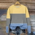 thumbnail image 2 of UAMVSH Women Casual Long Sleeve Sweatshirts Soft Crew Neck Color Block Pullover Tops Oversized Printed Basic Fall Outfits(X-Large,Yellow), 2 of 3