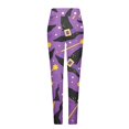 thumbnail image 4 of DDAPJ pyju Halloween Party Leggings for Women Witch Hat Printed High Waist Stretch Yoga Running Pants Novelty Holiday Tights Buttery Soft Casual Milk Silk Legging Clearance Sale Today Purple XXL, 4 of 5