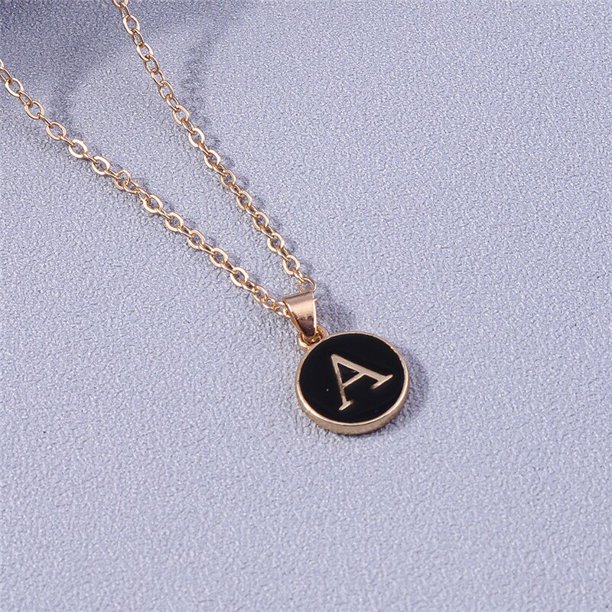 Joyería para mujer Nombre Iniciales 26 Letras Colgante Collar Esmalte AZ Alfabeto Collares Niñas Regalos de cumpleaños Accesorios de joyería Dengxun unisex