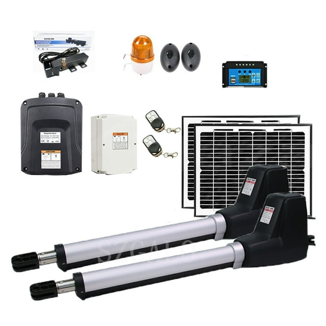 Kit d'Ouverture de Portail Oscillant Électrique à Double Aile Robuste Moteur de Portail Double Auto Kit Complet pour Balançoire, Allée, Clôture, Libérez Vos Mains