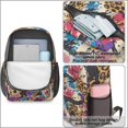 thumbnail image 3 of 17 Inch Lightweight Backpack,PVC Waterproof Oxford Fabric, Ergonomically Designed, with Large Capacity, Floral Flowers Print, 3 of 5