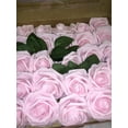 thumbnail image 2 of Artificial Flowers Pink Roses 25pcs Real Looking Fake W/Stem Rose Head Wedding, 2 of 3