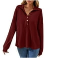 thumbnail image 2 of Oversized Sweatshirt for Women Casual Long Sleeve Button V-Neck Pullovers Loose Fit Pullover Tops, 2 of 8