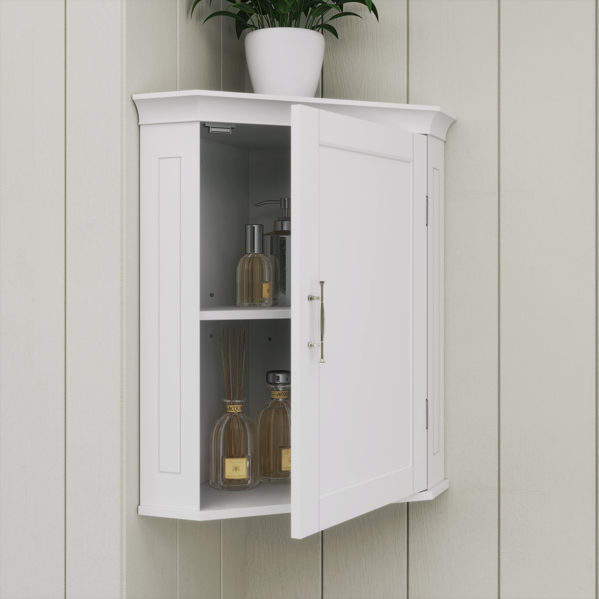 Riverridge Home Somerset Bath 2 Shelf Corner Wall Cabinet White