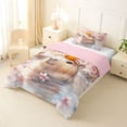 thumbnail image 2 of Erosebridal Kids Kawaii Capybara With Fruit Orange Twin Comforter Sets 3-Piece,Boys Girls Floral Cherry Blossoms Bedding SetPink Reversible, 2 of 7