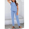 thumbnail image 2 of BTFBM Women's Two Piece Tracksuit Outfits Summer Short Sleeve Tops Long Pants Jogger Lounge Matching Sets Sweatsuit, 2 of 7