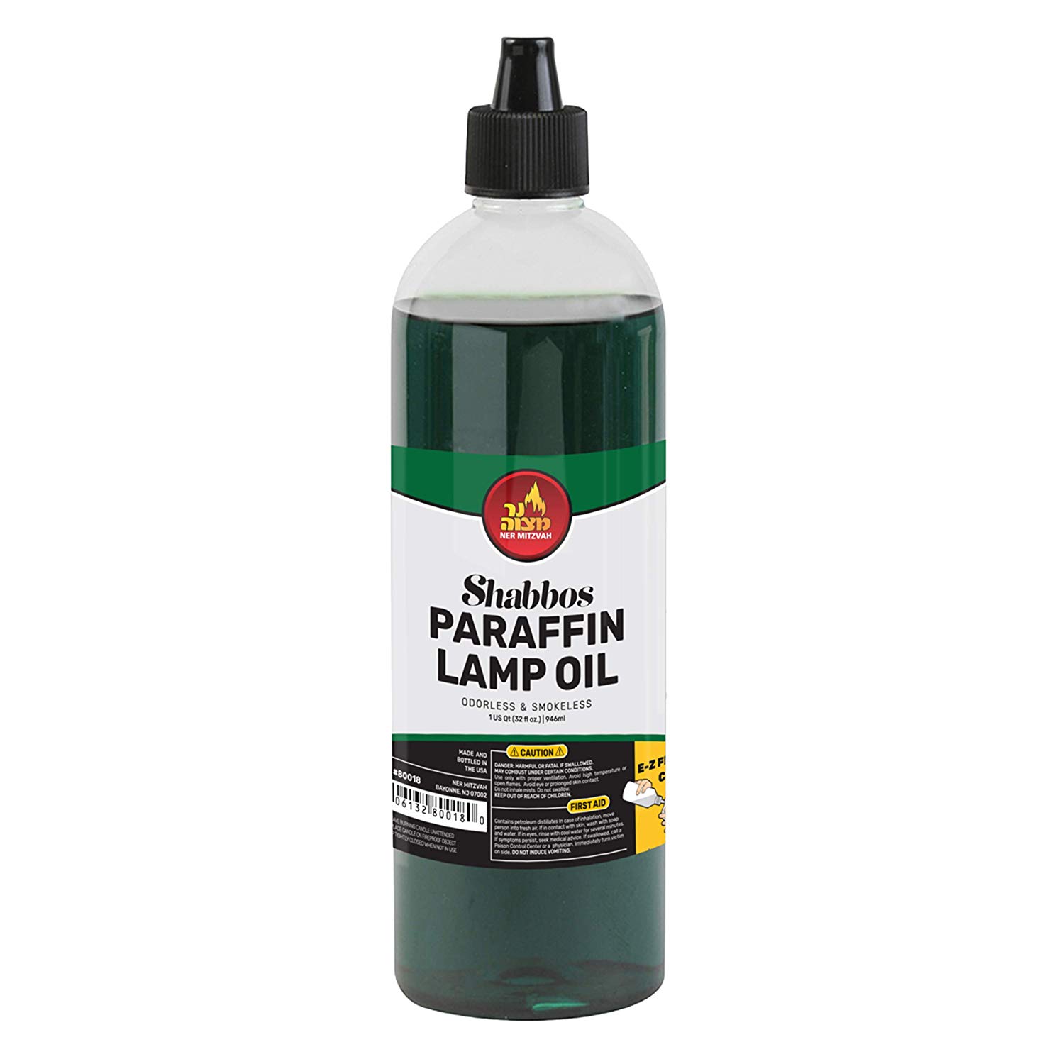 Quality Paraffin Lamp Oil Green Smokeless Odorless All Purpose Use 32 Oz. Ner Mitzvah