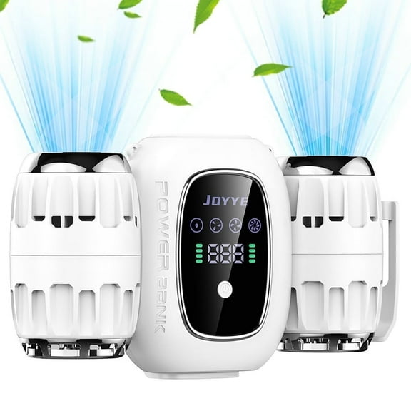 JOYYE Dual Motors Portable Waist Fan, 4 Speeds, Rechargeable belt fan, Hands-Free Neck Fan, Wearable Personal Fan for Outdoor Hiking Jobsite Farms