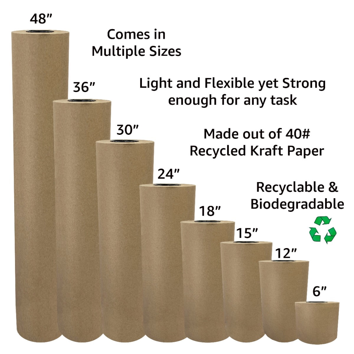 UOFFICE Brown Kraft Paper Roll 765'x24" 40lb Strength