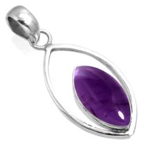 925 Sterling Silver Pendant Natural Amethyst Handmade Jewelry