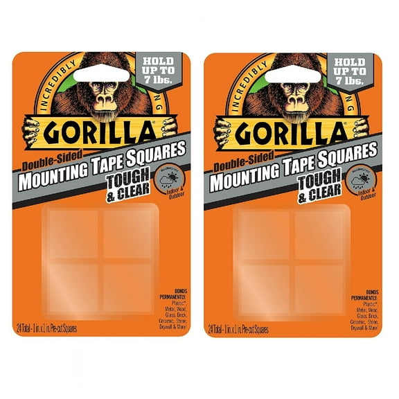 Gorilla 6067201 Mounting Tape Squares, Tough & Clear 2 Pack