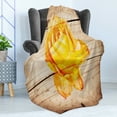 thumbnail image 4 of Rustic Soft Flannel Fleece Throw Blanket, Rose Flower with Petals Beauty Romantic Work of Art Composition Foliage Image, Cozy Plush for Indoor and Outdoor Use, 50" x 60", Orange Yellow, by Ambesonne, 4 of 5