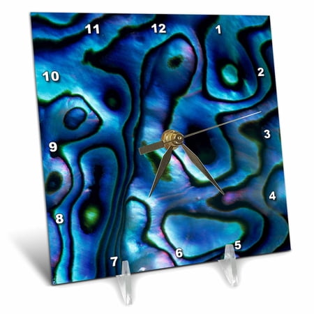 3dRose USA, Colorado, Lafayette. Abalone shell close-up. - Desk Clock, 6 by 6-inch