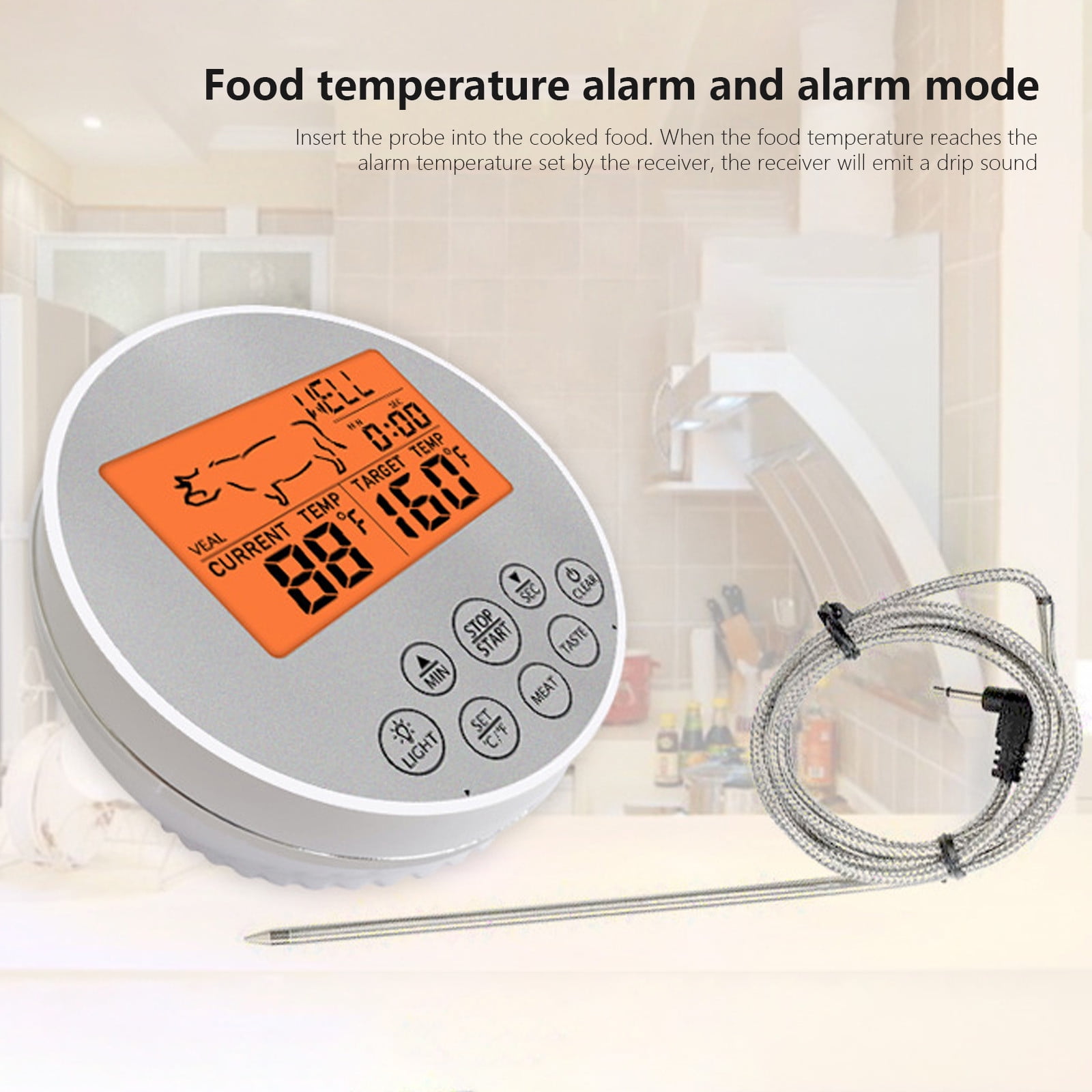 Gnmfd Digital Instant Read Meat Thermometer Waterproof Kitchen BBQ Grill Candy Coffee Oil Frying Probe Accurate Temperature -40°F–572°F Backlit LCD Holiday Cooking Gift Essentials