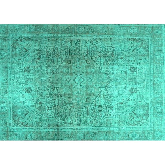 Ahgly Company Indoor Rectangle Persian Turquoise Blue Traditional Area Rugs, 7' x 9'