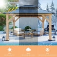 thumbnail image 4 of Jocisland 10x12 Wood Gazebo,Hardtop with Aluminum Double Roof, Outdoor Wooden Pavilion for Parties, 4 of 8