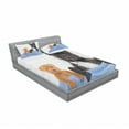 thumbnail image 3 of Ambesonne Animal Fitted Sheet & Pillow Sham Set, French Bulldog with Bear, Twin, Multicolor, 3 of 3