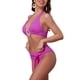 thumbnail image 4 of INSPIRAR CHIC Conjuntos de Bikini de Anillo en O con Colgantes de Concha Ribeteados de 2 Piezas, Parte Superior Halter y Parte Inferior Triangular, Trajes de Baño, Color Rosa Grande, 4 of 5